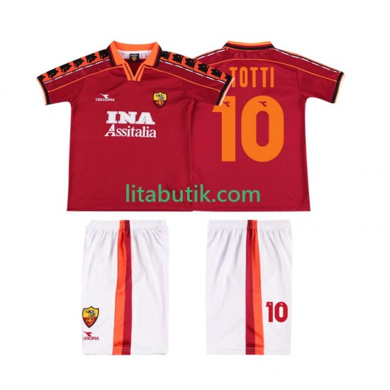 AS Roma TOTTI 10 Retro Barn Hemma Fotbollströja 1998 1999 Kortärmad