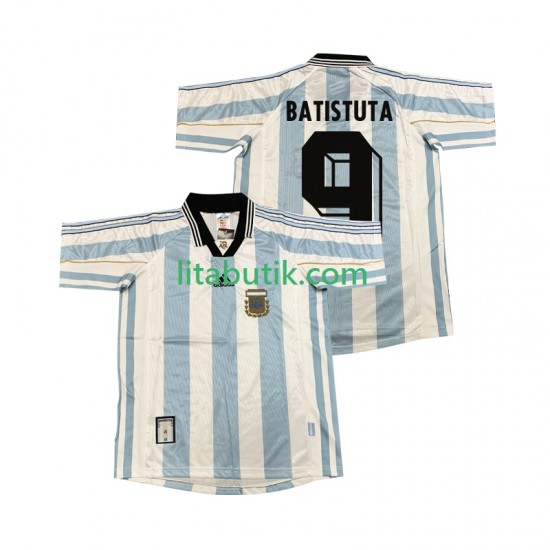 Argentina BATISUTA 9 Retro Män Hemma Fotbollströja 1998 Kortärmad