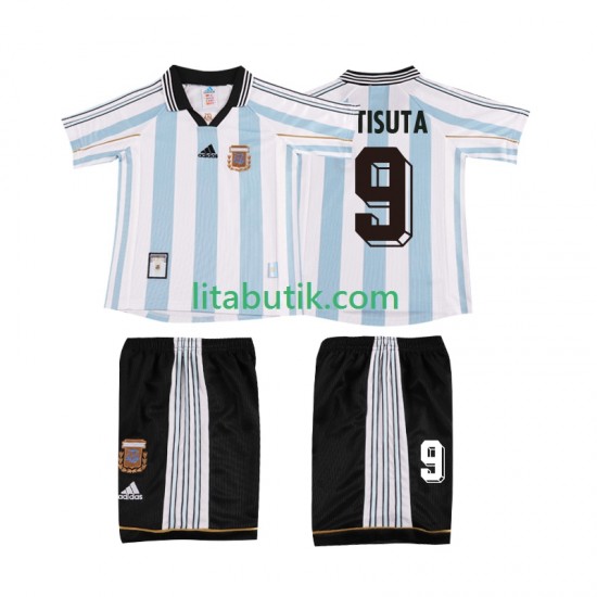 Argentina BATISUTA 9 Retro Barn Hemma Fotbollströja 1998 Kortärmad