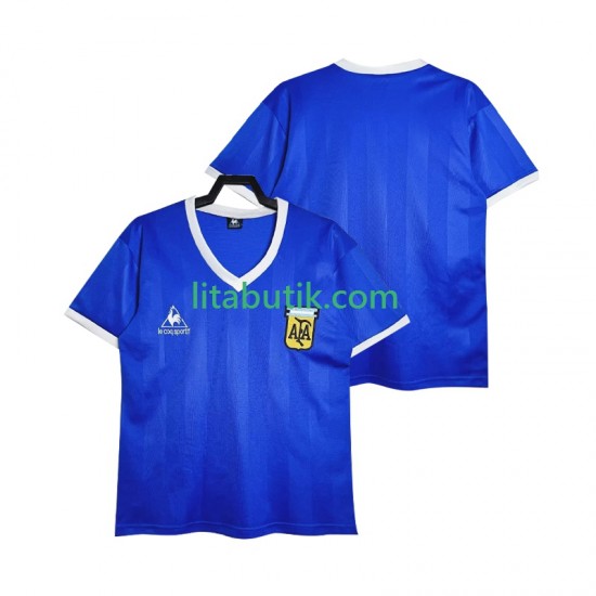 Argentina 1986 Retro Män Borta Fotbollströja Kortärmad