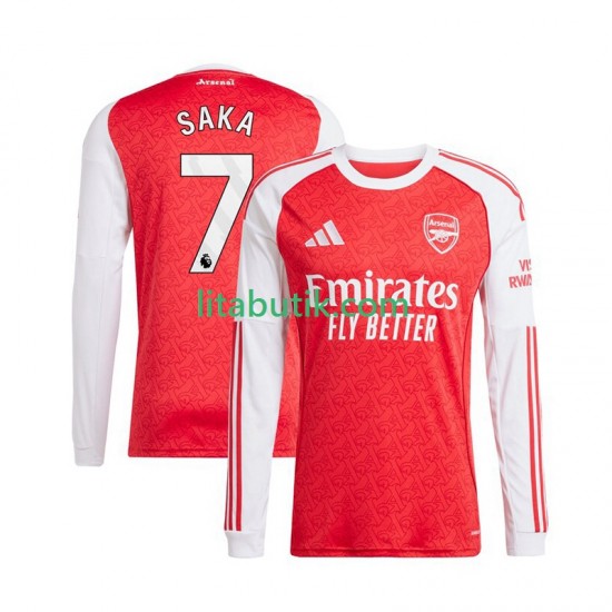 Arsenal Bukayo Saka 7 Män Hemma Fotbollströja 2025-2026 Långärmad