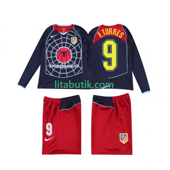 Atlético Madrid F TORRES 9 2005 Retro Barn Borta Fotbollströja 2004 Långärmad