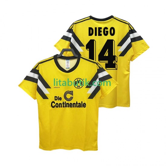 Borussia Dortmund DIEGO 14 DFB-POKAL 1989 Retro Män Hemma Fotbollströja Kortärmad