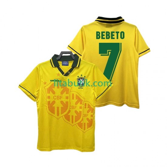 Brasilien BEBETO 7 1994 Retro Män Hemma Fotbollströja Kortärmad