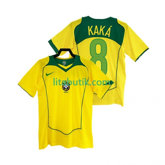 Brasilien KAKA 8 Retro Män Hemma Fotbollströja 2004 Kortärmad