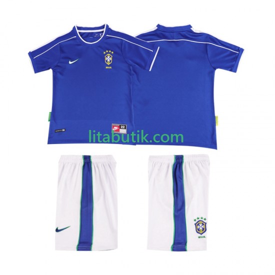 Brasilien Retro Barn Borta Fotbollströja 1998 Kortärmad
