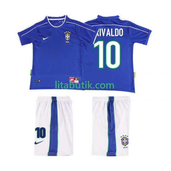 Brasilien RIVALDO 10 Retro Barn Borta Fotbollströja 1998 Kortärmad