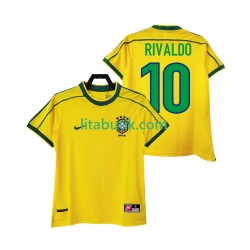 Brasilien RIVALDO 10 Retro Män Hemma Fotbollströja 1998 Kortärmad