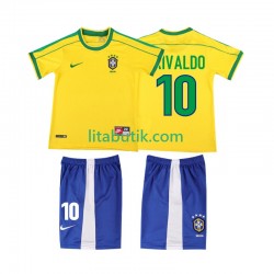 Brasilien RIVALDO 10 Retro Barn Hemma Fotbollströja 1998 Kortärmad