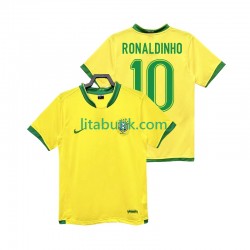 Brasilien RONALDINHO 10 Retro Män Hemma Fotbollströja 2006 Kortärmad Brasilien RONALDINHO 10 Retro Män Hemma Fotbollströja 2006 Kortärmad