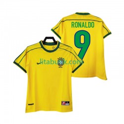 Brasilien RONALDO 9 Retro Män Hemma Fotbollströja 1998 Kortärmad
