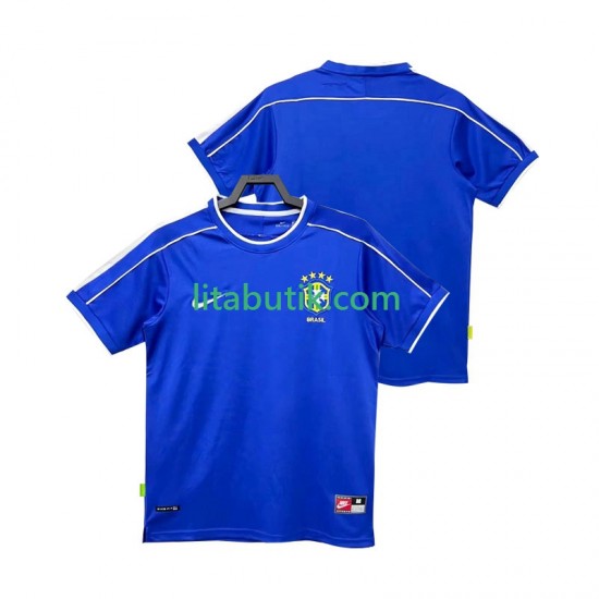 Brasilien Retro Män Borta Fotbollströja 1998 Kortärmad
