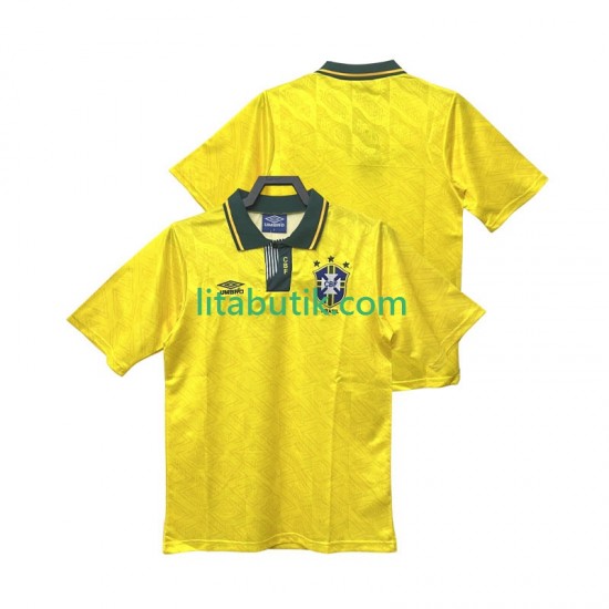 Brasilien 1991 1993 Retro Män Hemma Fotbollströja Kortärmad