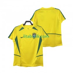 Brasilien Retro Män Hemma Fotbollströja 2002 Kortärmad