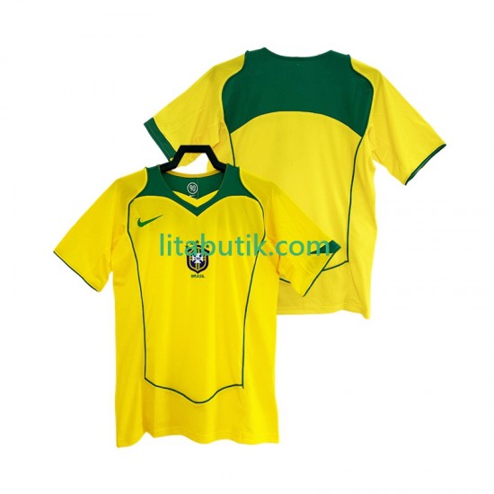 Brasilien Retro Män Hemma Fotbollströja 2004 Kortärmad