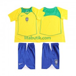 Brasilien Retro Barn Hemma Fotbollströja 2004 Kortärmad