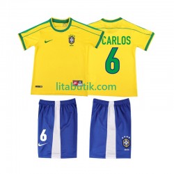 Brasilien Roberto Carlos 6 Retro Barn Hemma Fotbollströja 1998 Kortärmad