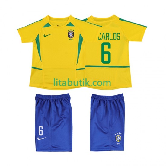 Brasilien Roberto Carlos 6 Retro Barn Hemma Fotbollströja 2002 Kortärmad