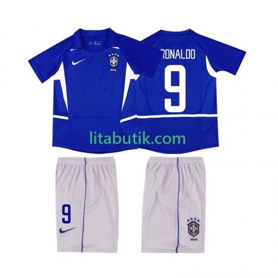Brasilien Ronaldo 9 Retro Barn Borta Fotbollströja 2002 Kortärmad