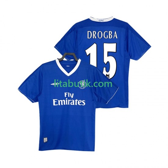 Chelsea DROGBA 15 2003 2005 Retro Män Hemma Fotbollströja Kortärmad