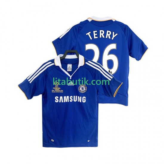 Chelsea TERRY 26 2007 Retro Män Hemma Fotbollströja 2008 Kortärmad