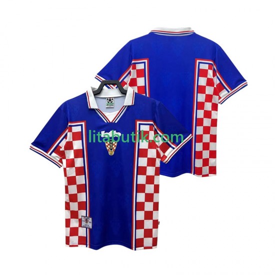 Kroatien Retro Män Borta Fotbollströja 1998 Kortärmad