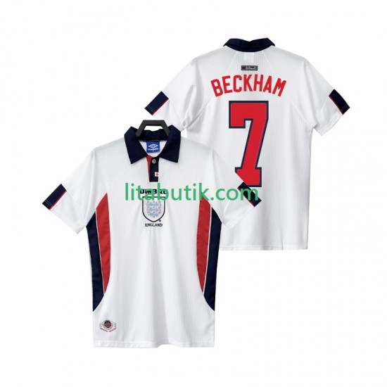 England BECKHAM 7 Retro Män Hemma Fotbollströja 1998 Kortärmad