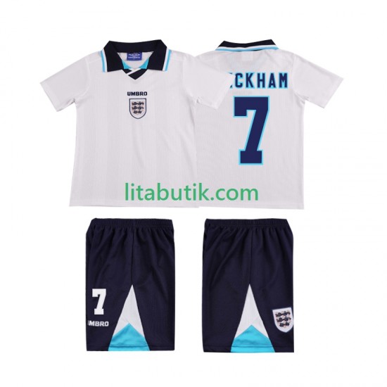 England Beckham 7 1996 Retro Barn Hemma Fotbollströja Kortärmad