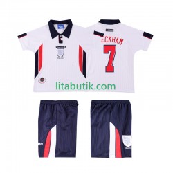 England Beckham 7 Retro Barn Hemma Fotbollströja 1998 Kortärmad