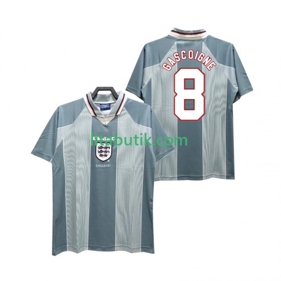 England CASCOIGNE 8 1996 Retro Män Borta Fotbollströja Kortärmad