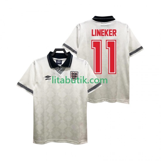 England LINEKER 11 1990 Retro Män Hemma Fotbollströja Kortärmad