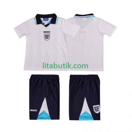 England 1996 Retro Barn Hemma Fotbollströja Kortärmad