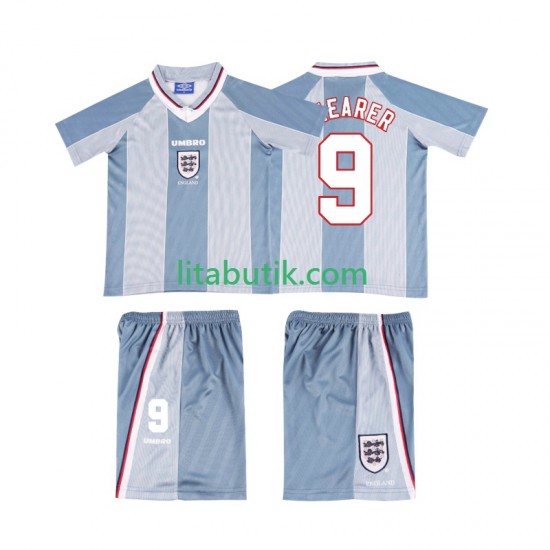 England SHEARER 9 1996 Retro Barn Borta Fotbollströja Kortärmad