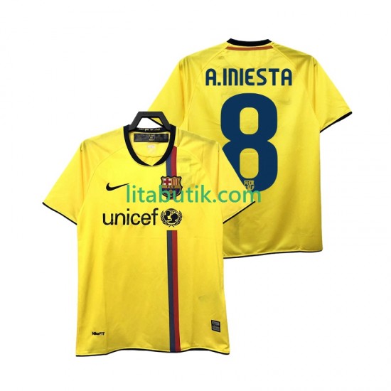 FC Barcelona A INIESTA 8 2009 Retro Män Borta Fotbollströja 2008 Kortärmad