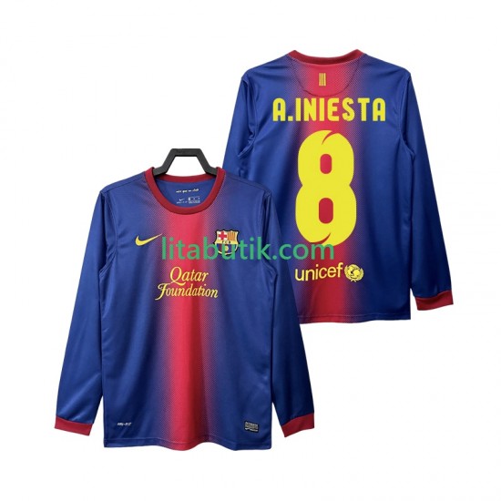 FC Barcelona A INIESTA 8 2012 2013 Retro Män Hemma Fotbollströja Långärmad