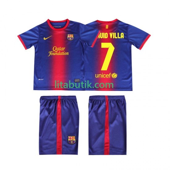 FC Barcelona DAUID VILLA 7 2012 2013 Retro Barn Hemma Fotbollströja Kortärmad