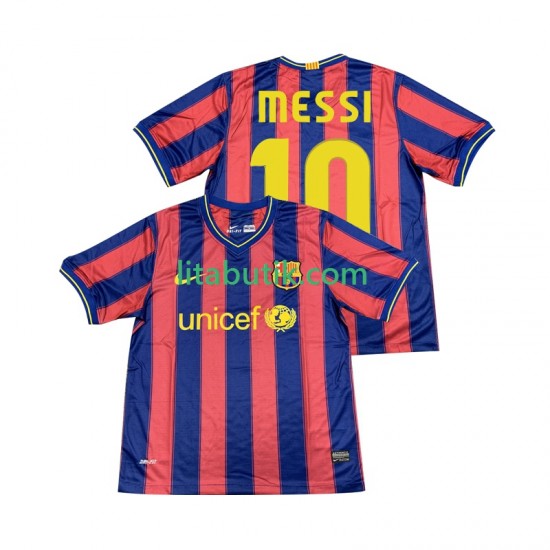 FC Barcelona Lionel Messi 10 2009 Retro Män Hemma Fotbollströja 2010 Kortärmad