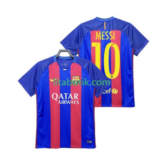 FC Barcelona Lionel Messi 10 2016 2017 Retro Män Hemma Fotbollströja Kortärmad