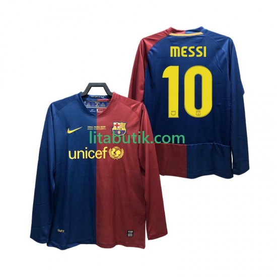 FC Barcelona Lionel Messi 10 Champions League 2009 Retro Män Hemma Fotbollströja 2008 Långärmad