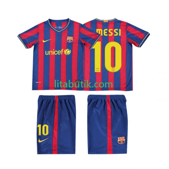 FC Barcelona Lionel Messi 10 2009 Retro Barn Hemma Fotbollströja 2010 Kortärmad