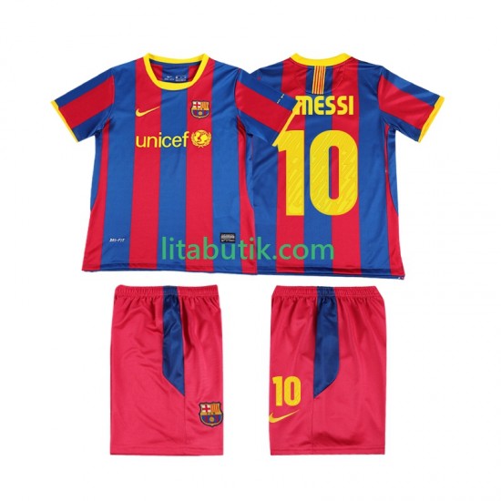 FC Barcelona Lionel Messi 10 Retro Barn Hemma Fotbollströja 2011 2010 Kortärmad