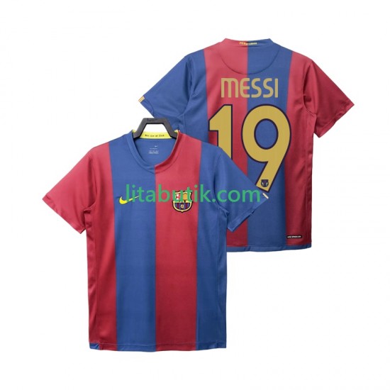 FC Barcelona Lionel Messi 19 2007 Retro Män Hemma Fotbollströja 2006 Kortärmad