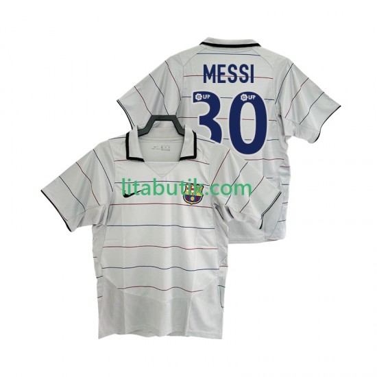 FC Barcelona Lionel Messi 30 2003 Retro Män Borta Fotbollströja 2004 Kortärmad