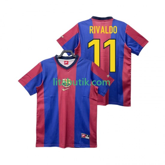 FC Barcelona RIVALDO 11 Retro Män Hemma Fotbollströja 1998 1999 Kortärmad