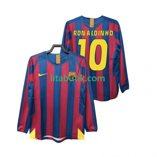 FC Barcelona RONALDINHO 10 2005 Retro Män Hemma Fotbollströja 2006 Långärmad