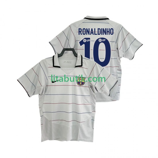 FC Barcelona RONALDINHO 10 2003 Retro Män Borta Fotbollströja 2004 Kortärmad