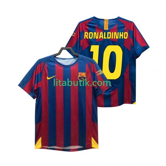 FC Barcelona RONALDINHO 10 Champions League 2005 Retro Män Hemma Fotbollströja 2006 Kortärmad