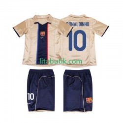 FC Barcelona RONALDINHO 10 2001 Retro Barn Borta Fotbollströja 2002 Kortärmad