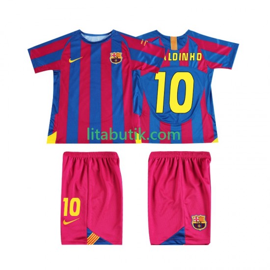FC Barcelona RONALDINHO 10 Champions League 2005 Retro Barn Hemma Fotbollströja 2006 Kortärmad
