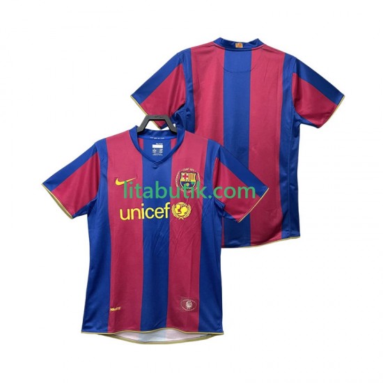 FC Barcelona 2007 Retro Män Hemma Fotbollströja 2008 Kortärmad